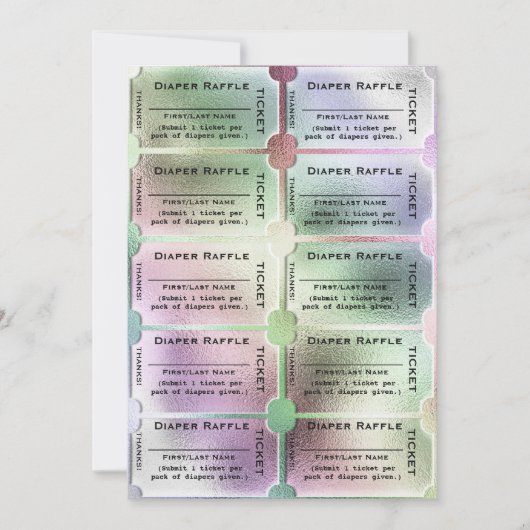 おむつラッフルチケットかわいいレインボーベビーシャワー 招待状 (正面)