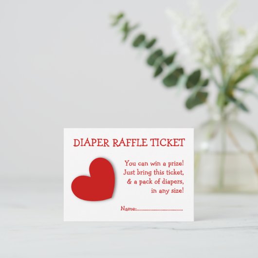 おむつラッフルチケットかわいい男女兼用ハート エンクロージャーカード (スタンド正面)
