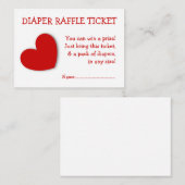 おむつラッフルチケットかわいい男女兼用ハート エンクロージャーカード (正面/裏面)