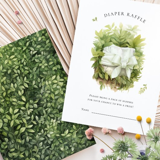 おむつラッフルチケットグリーンベビーシャワーエンクロージャ