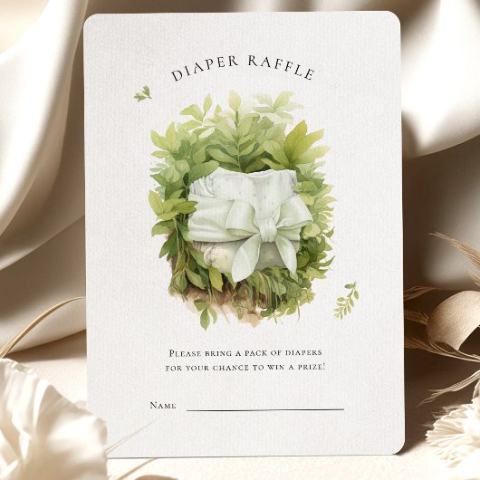 おむつラッフルチケットグリーンベビーシャワーエンクロージャ