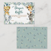 おむつラッフルチケットセージグリーンサファリテーマ エンクロージャーカード (正面/裏面)