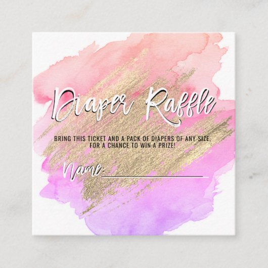 おむつラッフルチケットピンク金ゴールド男の子ベビーシャワー エンクロージャーカード (正面)