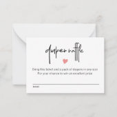 おむつラッフルチケットベビーガールピンクハート ノートカード (正面)