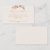 おむつラッフルチケットベビーシャワーフローラガールピンク エンクロージャーカード (正面/裏面)