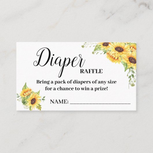 おむつラッフルチケットベビーシャワーラッフルカード プレイスカード (正面)