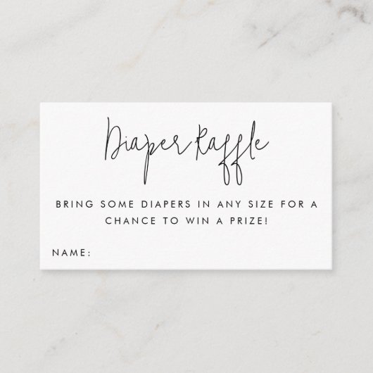 おむつラッフルチケットベビーシャワー挿入カード エンクロージャーカード (正面)