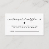 おむつラッフルチケットベビーシャワー白黒 名刺 (正面)