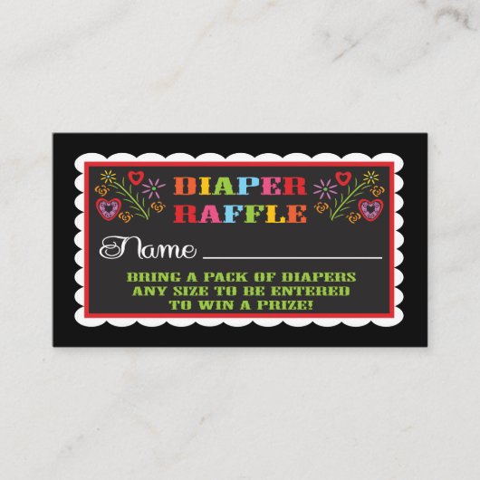 おむつラッフルチケットメキシカンフィエスタパペルピカド エンクロージャーカード (正面)