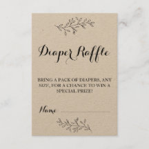 おむつラッフルチケットラスティッククラフトベビーシャワー