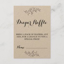 おむつラッフルチケットラスティッククラフトベビーシャワー 招待状
