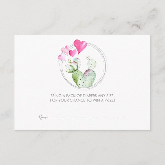 おむつラッフルチケットリトルスウィートサボテン エンクロージャーカード (正面)