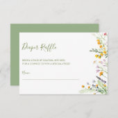 おむつラッフルチケットワイルドフラワーベビーシャワー エンクロージャーカード (正面/裏面)