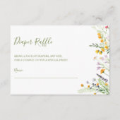 おむつラッフルチケットワイルドフラワーベビーシャワー エンクロージャーカード (正面)