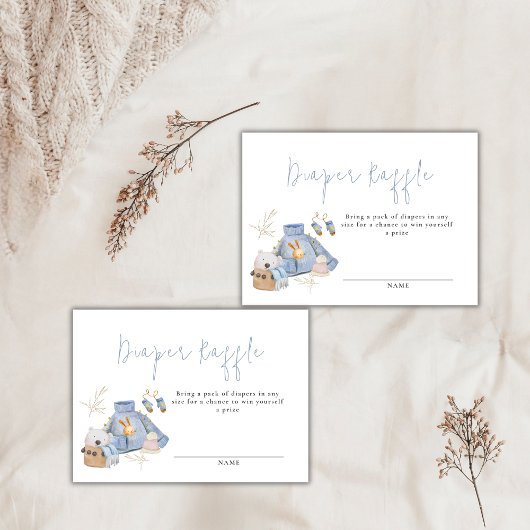 おむつラッフルチケット冬おもちゃ女の子ベビーシャワー エンクロージャーカード