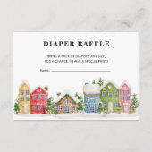 おむつラッフルチケット冬の村ベビーシャワー エンクロージャーカード (正面)