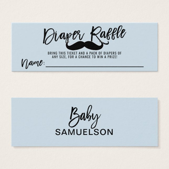 おむつラッフルチケット口ひげ小さな男性シャワー (正面&裏面)