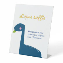 おむつラッフルチケット恐竜の赤ちゃんシャワーサイン