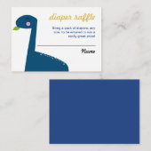 おむつラッフルチケット恐竜ベビーシャワーブルー エンクロージャーカード (正面/裏面)