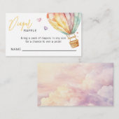 おむつラッフルチケット水彩ハートベビーシャワー エンクロージャーカード (正面/裏面)
