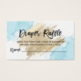 おむつラッフルチケット水彩青赤ちゃんシャワー