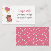 おむつラッフルチケット赤面ピンクガール赤ちゃんシャワー エンクロージャーカード (正面/裏面)