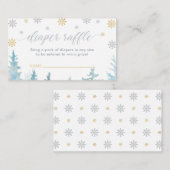 おむつラッフルチケット |シルバー冬の赤ちゃんシャワー エンクロージャーカード (正面/裏面)
