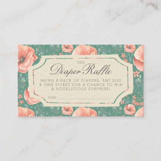 おむつラッフルチケット | ストーリーブックベビーシャワー エンクロージャーカード (正面)