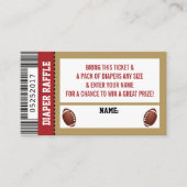 おむつラッフルチケット、スポーツ、サッカーベビーシャワー エンクロージャーカード (正面)