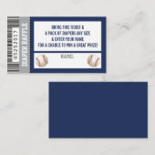 おむつラッフルチケット、スポーツ、野球ベビーシャワー エンクロージャーカード (正面/裏面)