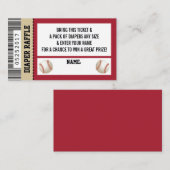 おむつラッフルチケット、スポーツ、野球ベビーシャワー エンクロージャーカード (正面/裏面)