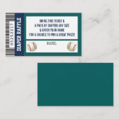 おむつラッフルチケット、スポーツ、野球ベビーシャワー エンクロージャーカード (正面/裏面)