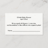 おむつラッフルチケット、バラ金ゴールドラッフルカード エンクロージャーカード (裏面)