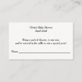 おむつラッフルチケット、ブラックスクリプト | ロセゴールド エンクロージャーカード (裏面)