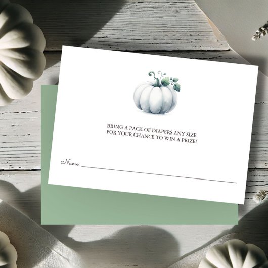 おむつラッフルチケット、ホワイトリトルカボチャ エンクロージャーカード