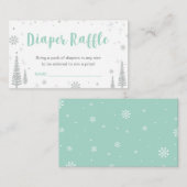 おむつラッフルチケット 冬の赤ちゃんシャワー エンクロージャーカード (正面/裏面)