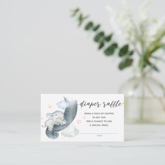 おむつラッフルチケット(男の子の眠る象) エンクロージャーカード (スタンド正面)