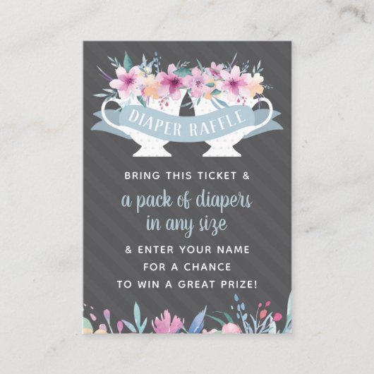 おむつラッフルチケット、紅茶パーティーベビーシャワー 名刺 (正面)