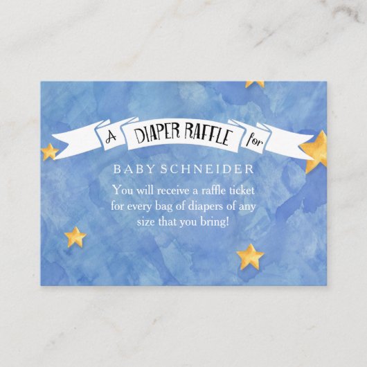 おむつラッフルチケット LOVE 月とバック ベビーシャワー エンクロージャーカード (正面)