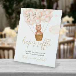 おむつラッフルテディベアバルーン赤ちゃんシャワー 台座サイン