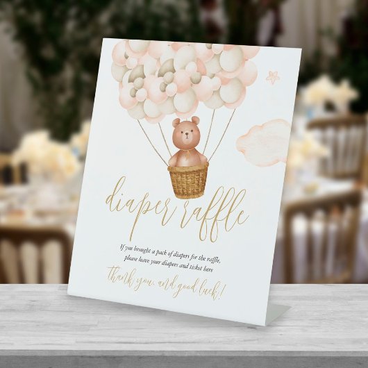 おむつラッフルテディベアバルーン赤ちゃんシャワー 台座サイン