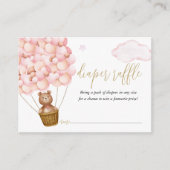 おむつラッフルテディベアピンクガール赤ちゃんシャワー エンクロージャーカード (正面)