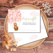 おむつラッフルテディベアピンクガール赤ちゃんシャワー エンクロージャーカード