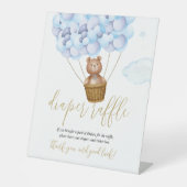 おむつラッフルテディベアブルーバルーン赤ちゃんシャワー 台座サイン (正面)