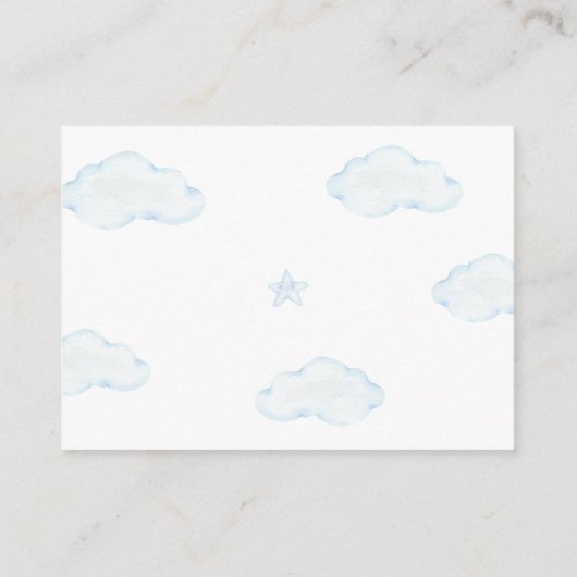 おむつラッフルテディベアブルーボーイベビーシャワー エンクロージャーカード (裏面)