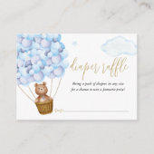 おむつラッフルテディベアブルーボーイベビーシャワー エンクロージャーカード (正面)