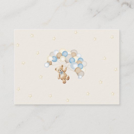 おむつラッフルテディベアボーイ赤ちゃんシャワー エンクロージャーカード (裏面)