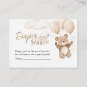 おむつラッフルテディベア赤ちゃんシャワー エンクロージャーカード (正面)