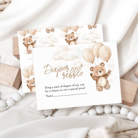 おむつラッフルテディベア赤ちゃんシャワー エンクロージャーカード