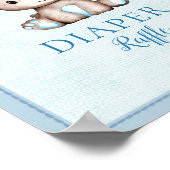 おむつラッフルテーブルかわいいブラウンベア赤ちゃんシャワー ポスター (角)